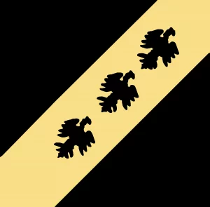 Trois aigles stylisés, à la fois légers et indomptables, symbolisent la résilience de l'artisanat lorrain à travers les siècles.